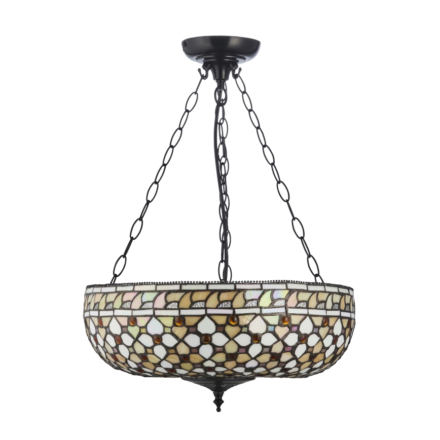 Endon 111882 - Lustr na řetězu Tiffany MILLE FEUX 3xE27/10W/230V pr. 45 cm