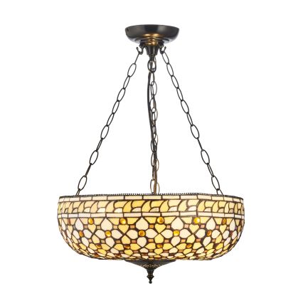 Endon 111882 - Lustr na řetězu Tiffany MILLE FEUX 3xE27/10W/230V pr. 45 cm