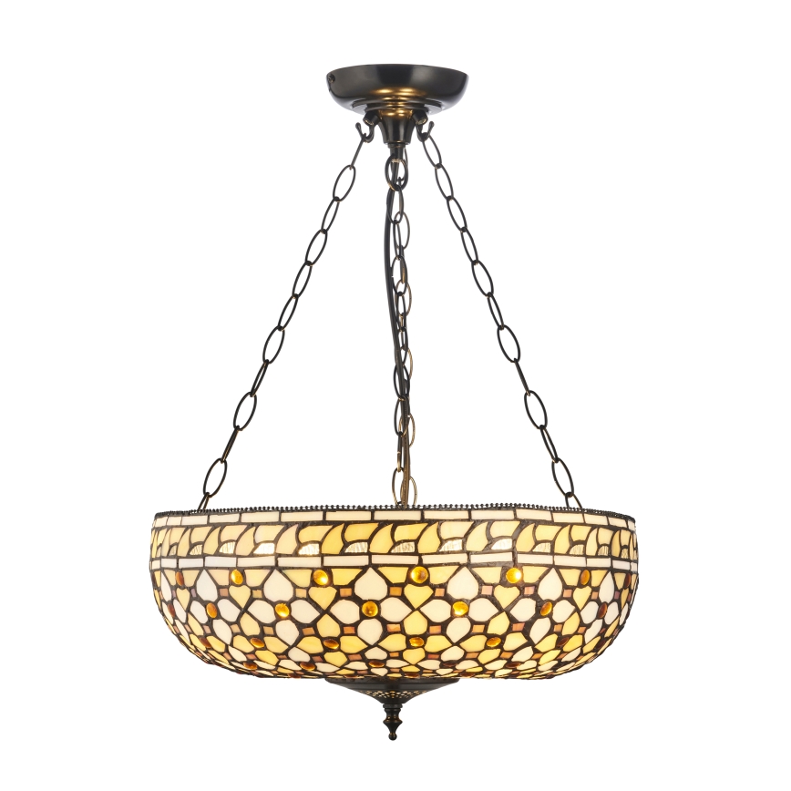 Endon 111882 - Lustr na řetězu Tiffany MILLE FEUX 3xE27/10W/230V pr. 45 cm