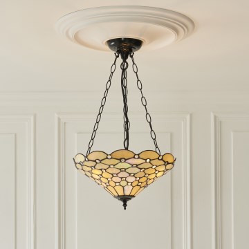 Endon 111884 - Lustr na řetězu Tiffany PEARL 3xE27/10W/230V pr. 37 cm
