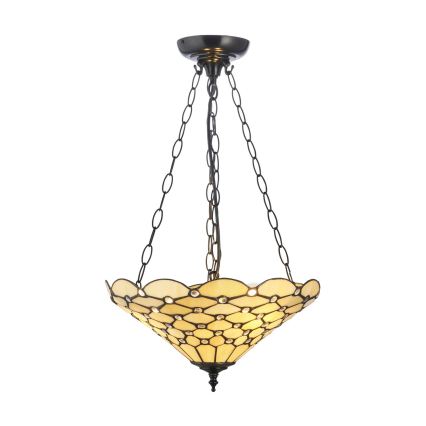 Endon 111884 - Lustr na řetězu Tiffany PEARL 3xE27/10W/230V pr. 37 cm