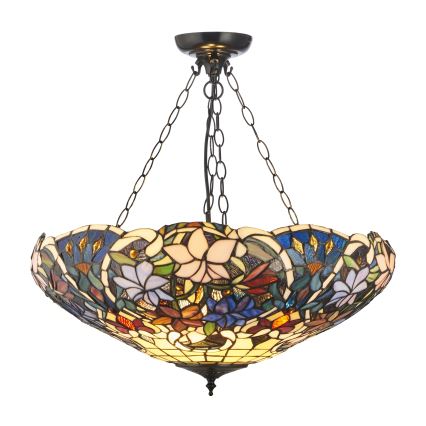 Endon 111887 - Lustr na řetězu Tiffany SULLIVAN 3xE27/10W/230V pr. 57 cm