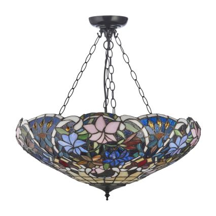 Endon 111887 - Lustr na řetězu Tiffany SULLIVAN 3xE27/10W/230V pr. 57 cm