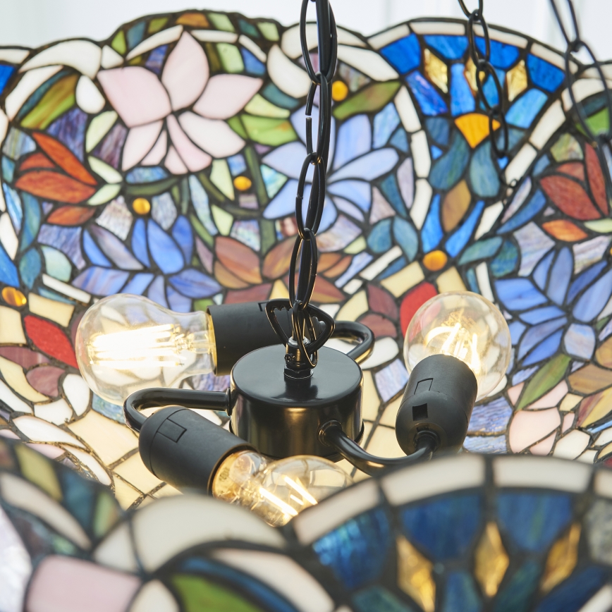 Endon 111887 - Lustr na řetězu Tiffany SULLIVAN 3xE27/10W/230V pr. 57 cm