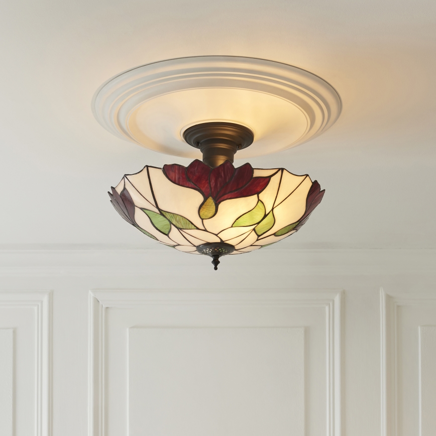 Endon 111896 - Přisazený lustr Tiffany BOTANICA 3xE27/10W/230V pr. 45 cm
