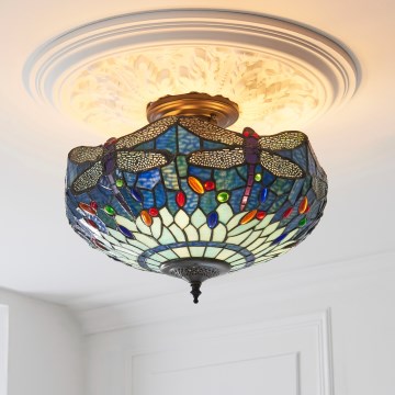 Endon 111897 - Přisazený lustr Tiffany DRAGONFLY 3xE27/10W/230V pr. 41 cm