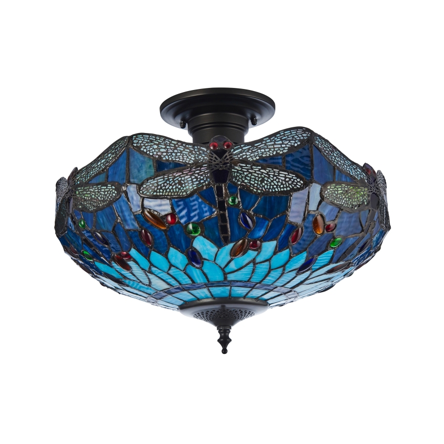 Endon 111897 - Přisazený lustr Tiffany DRAGONFLY 3xE27/10W/230V pr. 41 cm