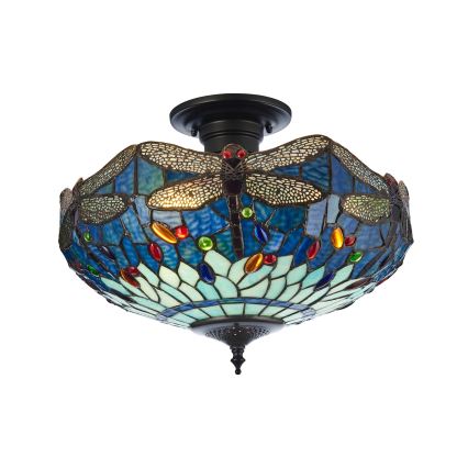 Endon 111897 - Přisazený lustr Tiffany DRAGONFLY 3xE27/10W/230V pr. 41 cm