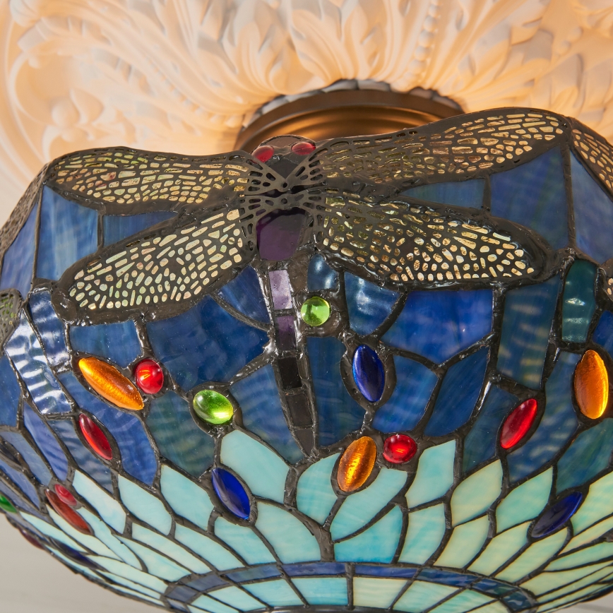 Endon 111897 - Přisazený lustr Tiffany DRAGONFLY 3xE27/10W/230V pr. 41 cm