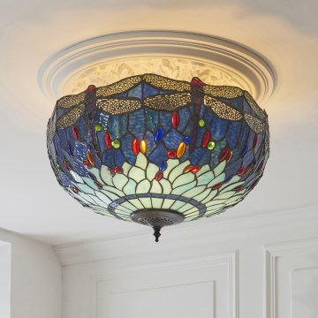 Endon 111899 - Stropní svítidlo Tiffany DRAGONFLY 3xE27/10W/230V pr. 50 cm