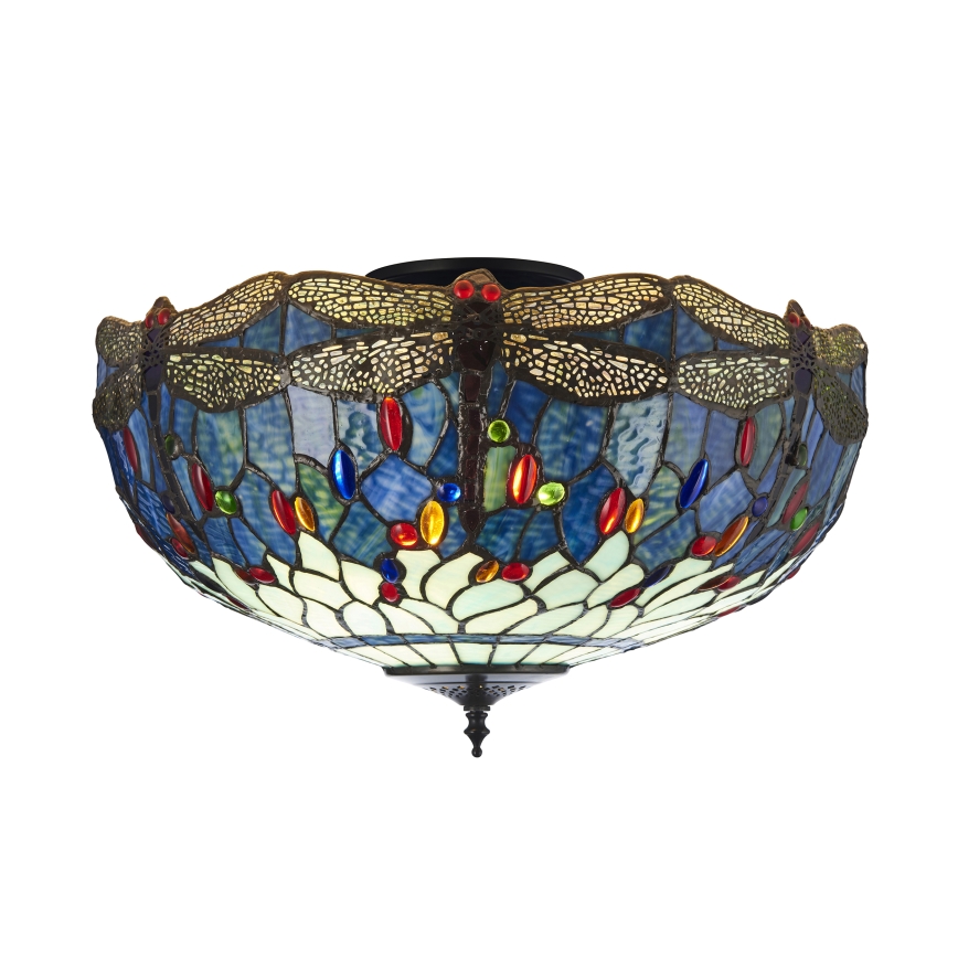 Endon 111899 - Stropní svítidlo Tiffany DRAGONFLY 3xE27/10W/230V pr. 50 cm