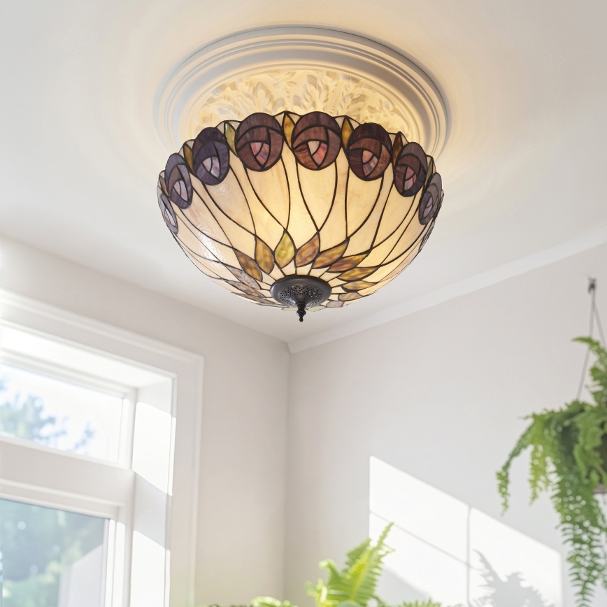 Endon 111906 - Přisazený lustr Tiffany HUTCHINSON 3xE27/10W/230V pr. 50 cm