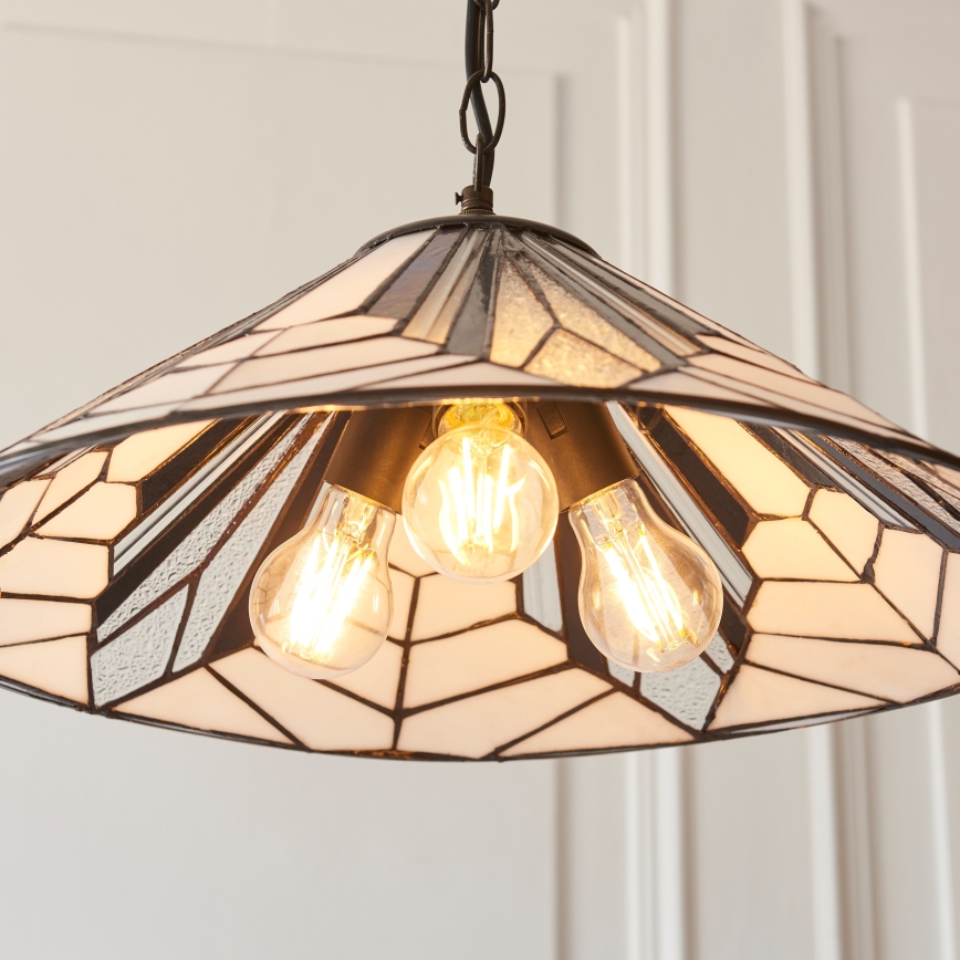 Endon 111922 - Lustr na řetězu Tiffany ASTORIA 3xE27/10W/230V pr. 48 cm