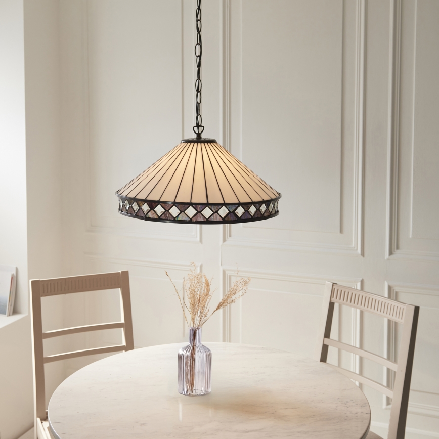 Endon 111961 - Lustr na řetězu Tiffany FARGO 3xE27/10W/230V pr. 50 cm