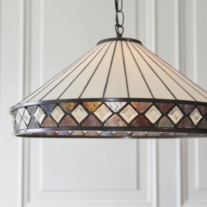 Endon 111961 - Lustr na řetězu Tiffany FARGO 3xE27/10W/230V pr. 50 cm