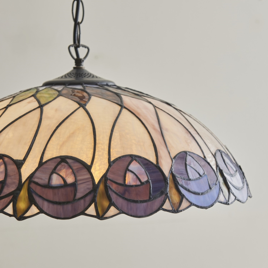 Endon 111985 - Lustr na řetězu Tiffany HUTCHINSON 3xE27/10W/230V pr. 50 cm