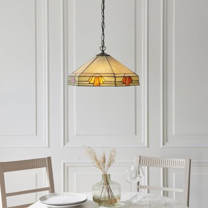 Endon 111989 - Lustr na řetězu Tiffany NEVADA 3xE27/10W/230V pr. 40 cm