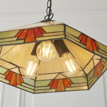 Endon 111989 - Lustr na řetězu Tiffany NEVADA 3xE27/10W/230V pr. 40 cm