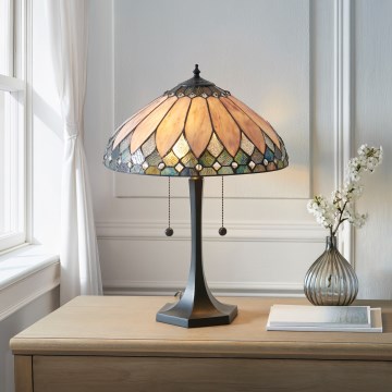 Endon 112183 - Stolní lampa Tiffany BROOKLYN 2xE14/10W/230V pr. 40 cm