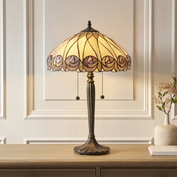 Endon 112184 - Stolní lampa Tiffany HUTCHINSON 2xE27/10W/230V pr. 40 cm
