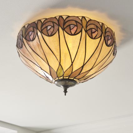 Endon 112188 - Stropní svítidlo Tiffany HUTCHINSON 2xE27/60W/230V pr. 40 cm