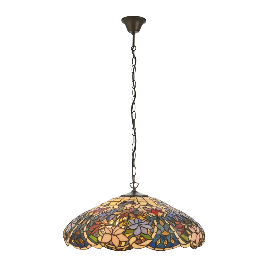 Endon 112193 - Lustr na řetězu Tiffany SULLIVAN 3xE27/60W/230V pr. 57 cm