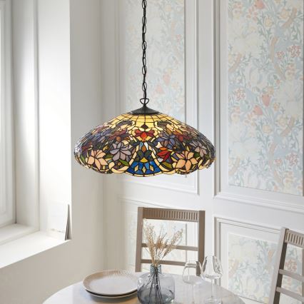 Endon 112193 - Lustr na řetězu Tiffany SULLIVAN 3xE27/60W/230V pr. 57 cm