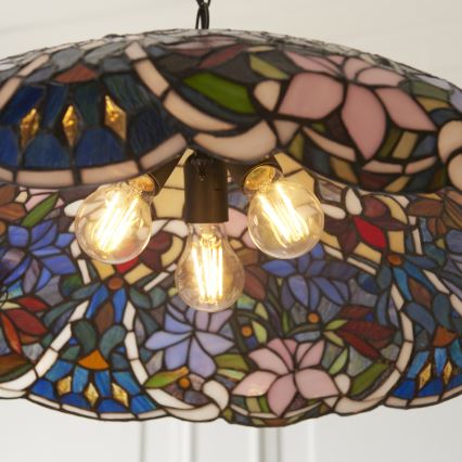Endon 112193 - Lustr na řetězu Tiffany SULLIVAN 3xE27/60W/230V pr. 57 cm