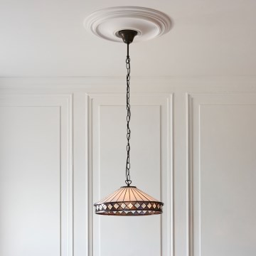 Endon 112196 - Lustr na řetězu Tiffany FARGO 1xE27/60W/230V pr. 41,5 cm