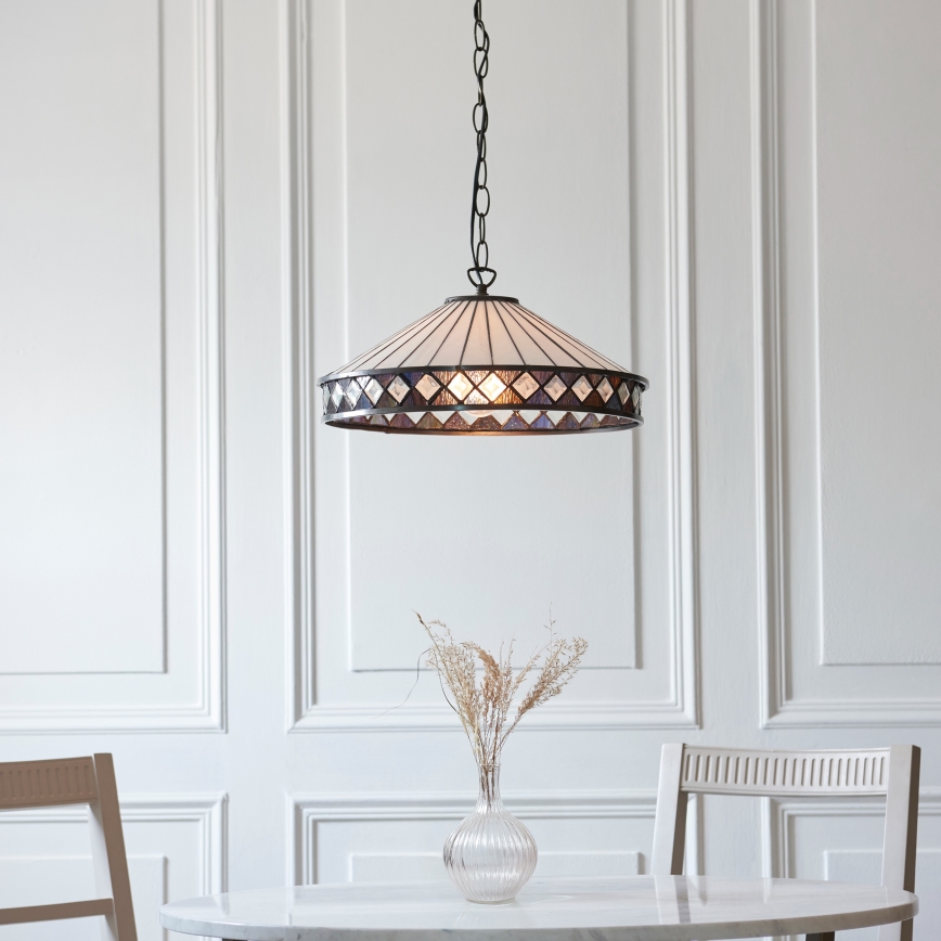 Endon 112196 - Lustr na řetězu Tiffany FARGO 1xE27/60W/230V pr. 41,5 cm