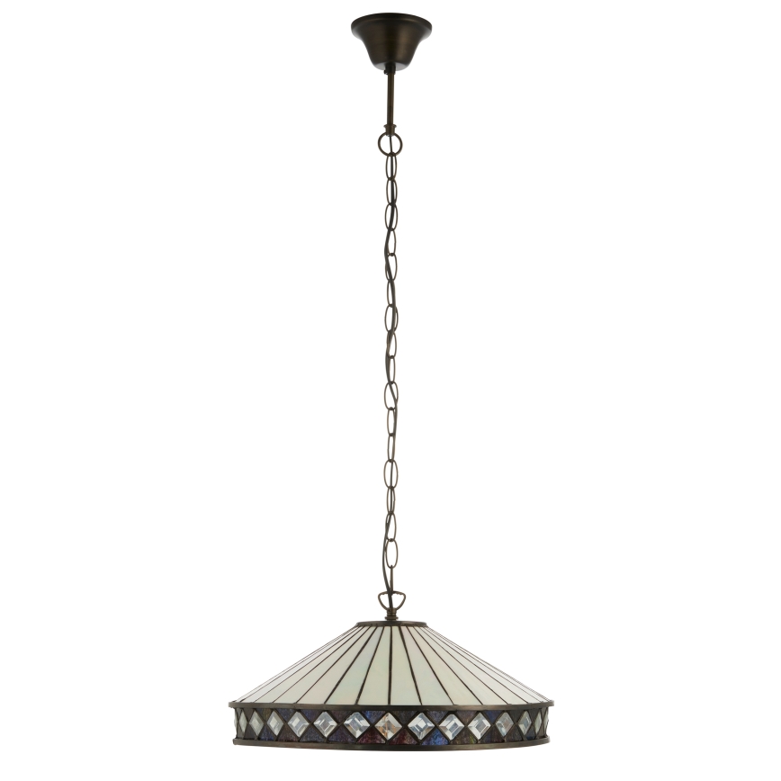 Endon 112196 - Lustr na řetězu Tiffany FARGO 1xE27/60W/230V pr. 41,5 cm