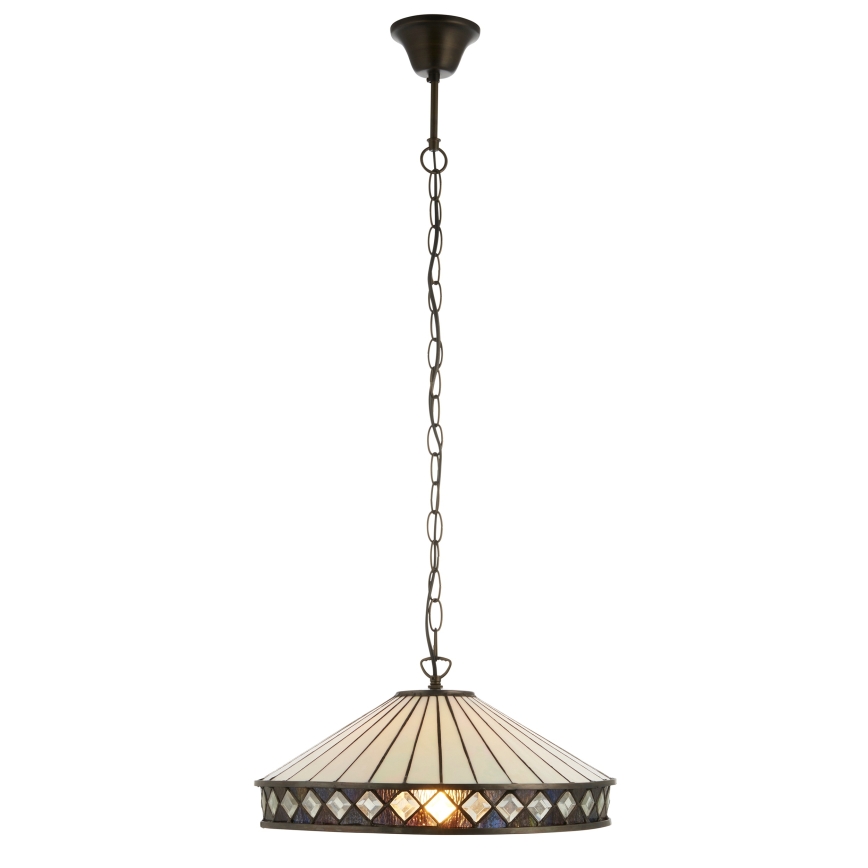 Endon 112196 - Lustr na řetězu Tiffany FARGO 1xE27/60W/230V pr. 41,5 cm