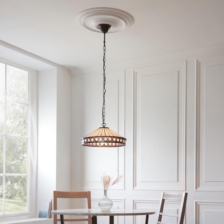 Endon 112196 - Lustr na řetězu Tiffany FARGO 1xE27/60W/230V pr. 41,5 cm