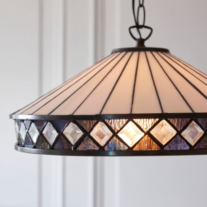 Endon 112196 - Lustr na řetězu Tiffany FARGO 1xE27/60W/230V pr. 41,5 cm
