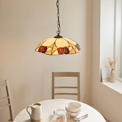 Endon 112197 - Lustr na řetězu Tiffany INGRAM 1xE27/60W/230V pr. 45 cm