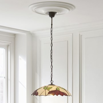 Endon 112246 - Lustr na řetězu Tiffany BOTANICA 1xE27/60W/230V pr. 45 cm