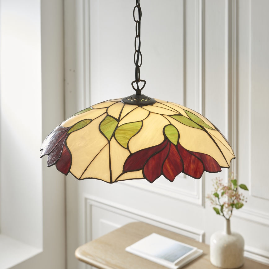 Endon 112246 - Lustr na řetězu Tiffany BOTANICA 1xE27/60W/230V pr. 45 cm