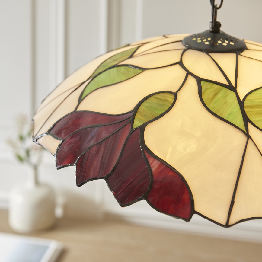Endon 112246 - Lustr na řetězu Tiffany BOTANICA 1xE27/60W/230V pr. 45 cm