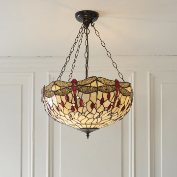 Endon 112251 - Lustr na řetězu Tiffany DRAGONFLY 3xE27/60W/230V pr. 50 cm