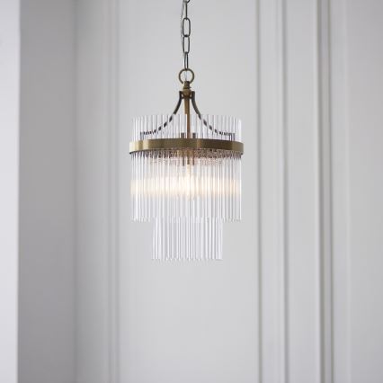 Endon 112572 - Lustr na řetězu MARIETTA 1xE27/10W/230V mosaz/čirá