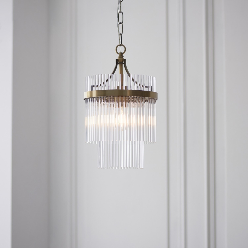 Endon 112572 - Lustr na řetězu MARIETTA 1xE27/10W/230V mosaz/čirá