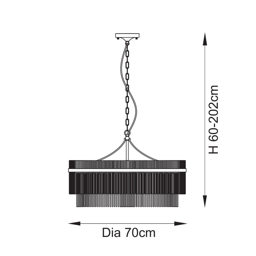 Endon 112574 - Lustr na řetězu MARIETTA GRAND 7xE14/7W/230V mosaz/čirá