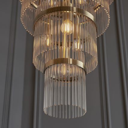 Endon 112793 - Lustr na řetězu MARIETTA GRAND 21xE14/6W/230V mosaz/čirá
