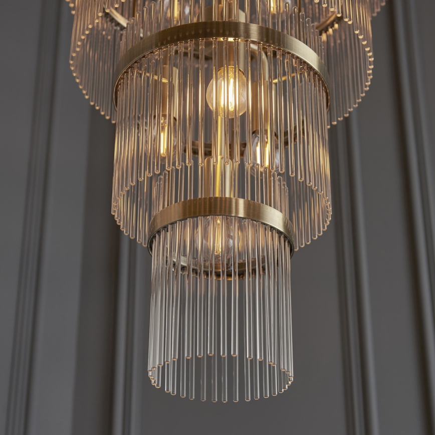 Endon 112793 - Lustr na řetězu MARIETTA GRAND 21xE14/6W/230V mosaz/čirá