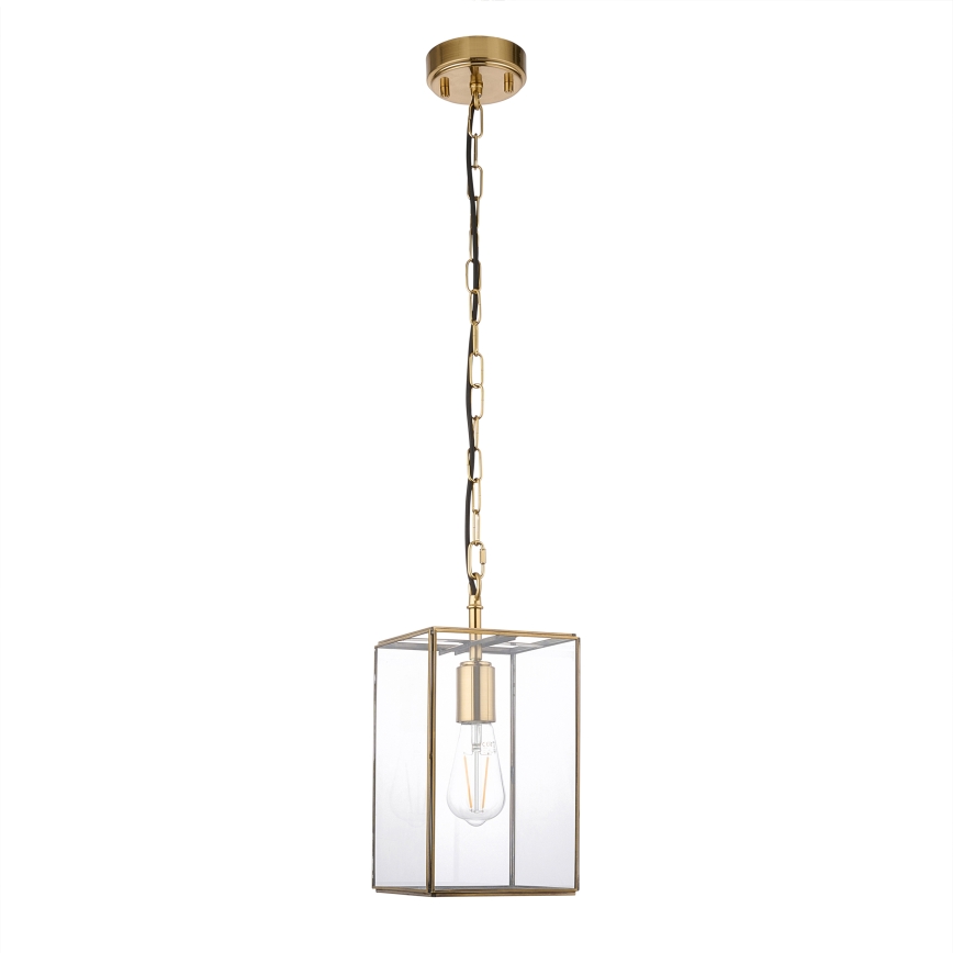 Endon 119142 - Lustr na řetězu HAMMOND 1xE27/10W/230V 17x17 cm mosaz