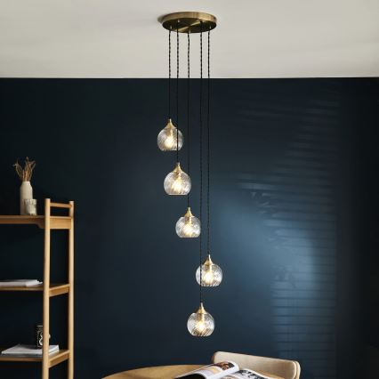 Endon 119435 - Lustr na lanku ALLEGRA 5xE14/7W/230V mosaz