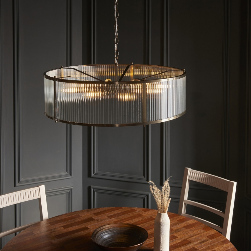 Endon 119455 - Lustr na řetězu RIDGETON 8xE14/7W/230V matný chrom