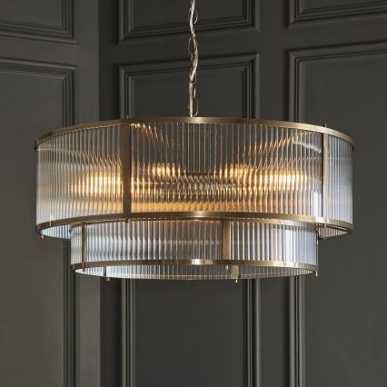 Endon 119456 - Lustr na řetězu RIDGETON 8xE14/7W/230V mosaz
