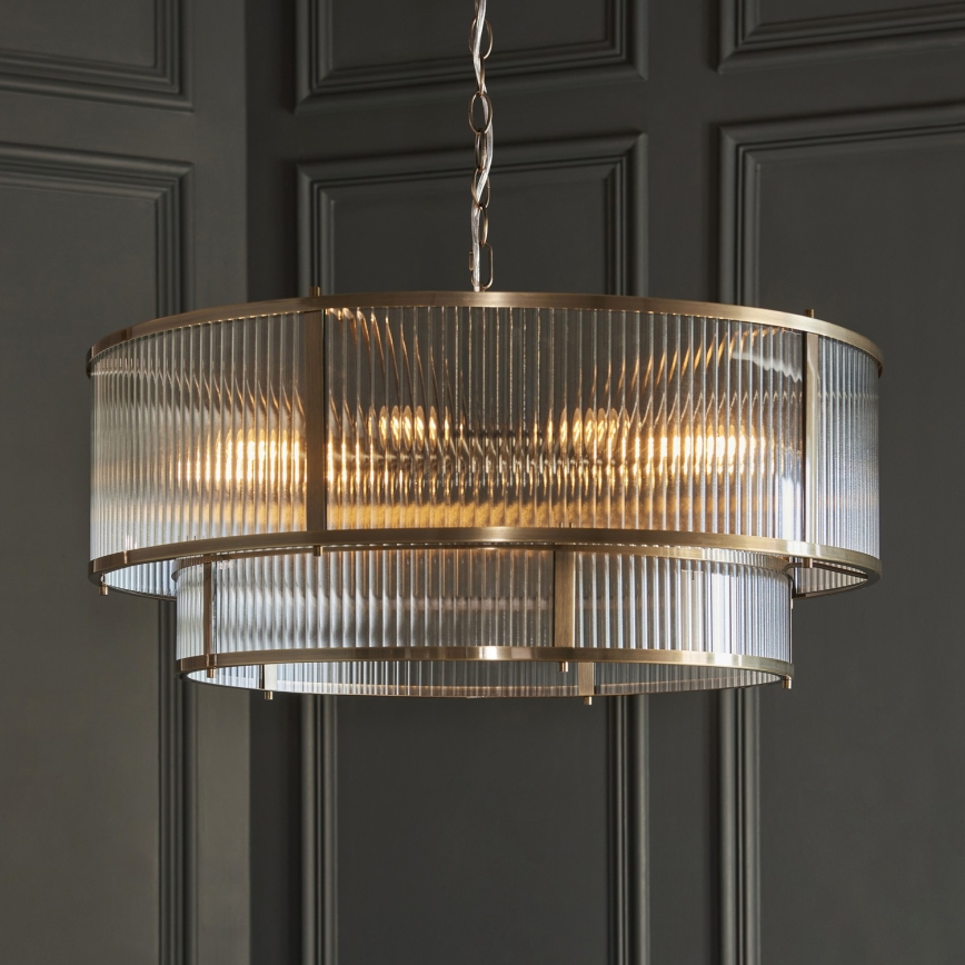 Endon 119456 - Lustr na řetězu RIDGETON 8xE14/7W/230V mosaz
