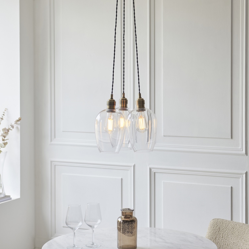 Endon 120648 - Lustr na lanku 3xE27/10W/230V mosaz